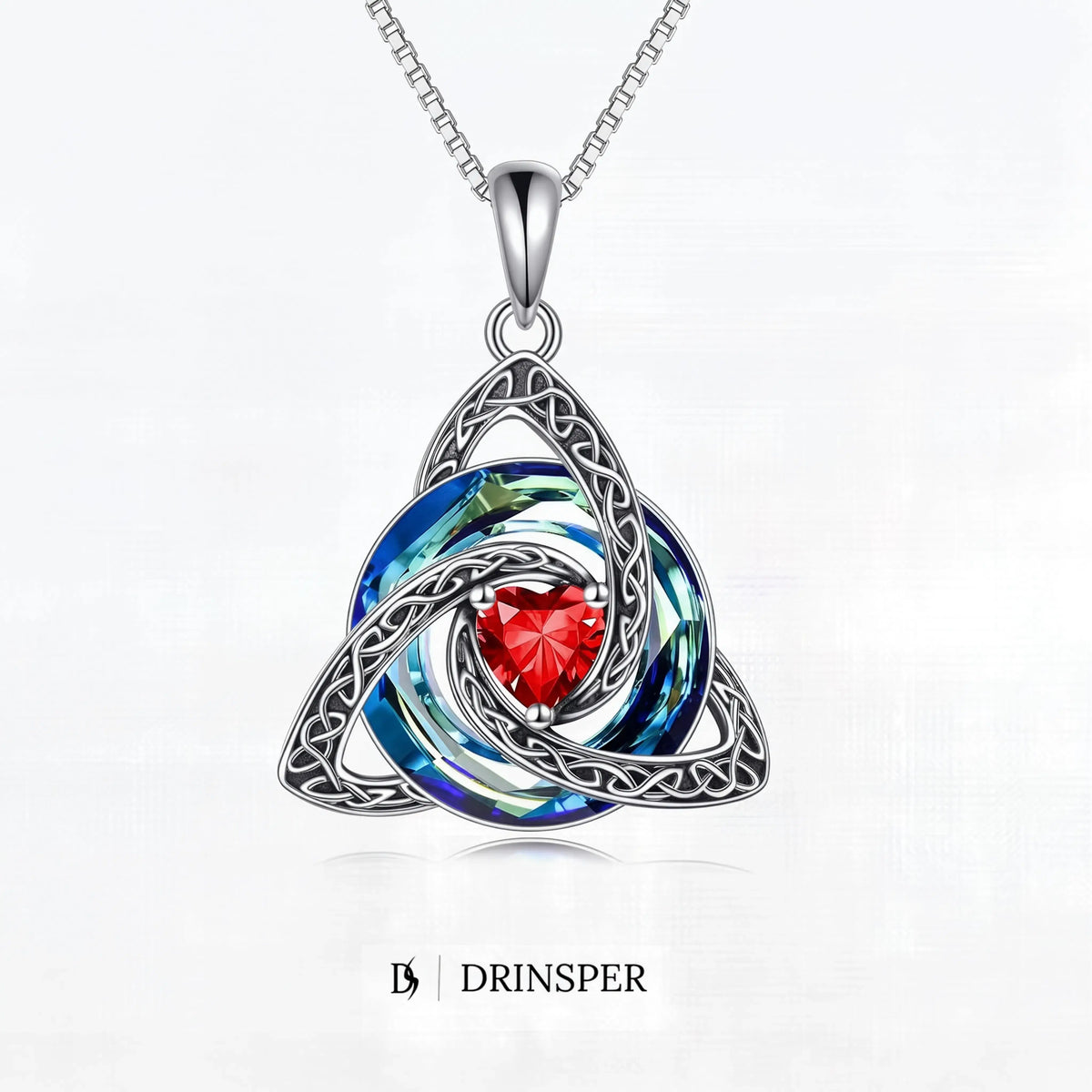 Birthstone Trinity Knot Necklace
