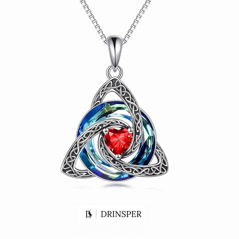 Birthstone Trinity Knot Necklace