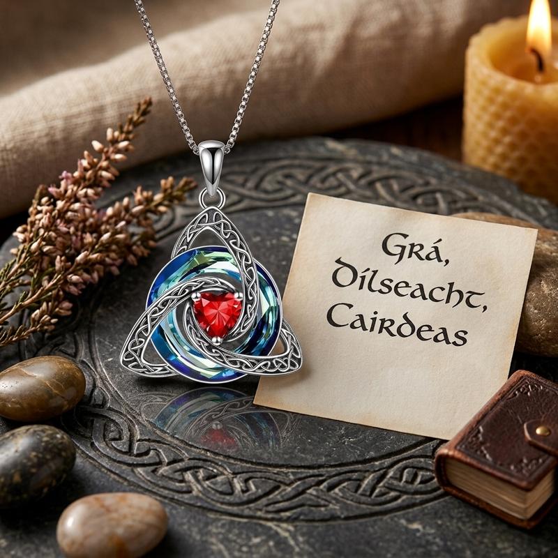 Birthstone Trinity Knot Necklace