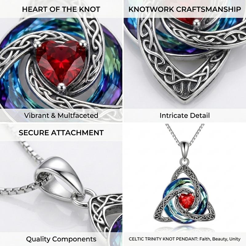 Birthstone Trinity Knot Necklace