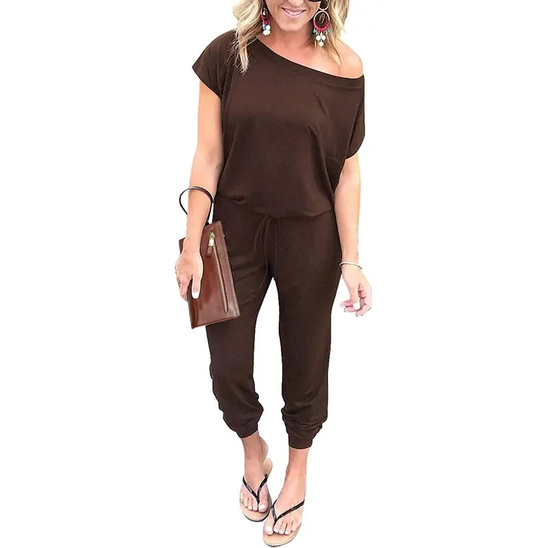Women’s Off-Shoulder Stretch Jumpsuit