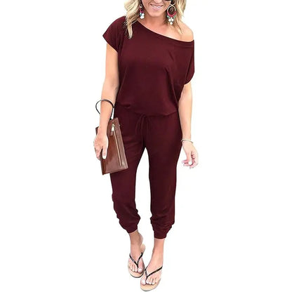 Women’s Off-Shoulder Stretch Jumpsuit