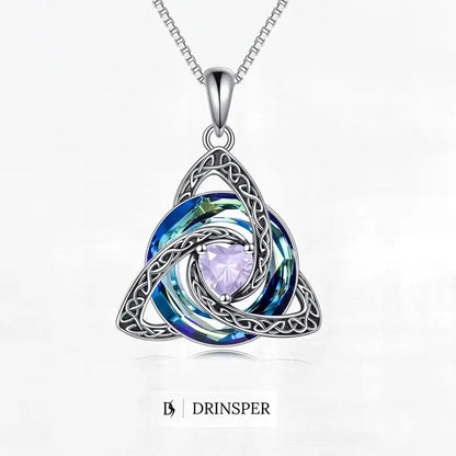 Birthstone Trinity Knot Necklace