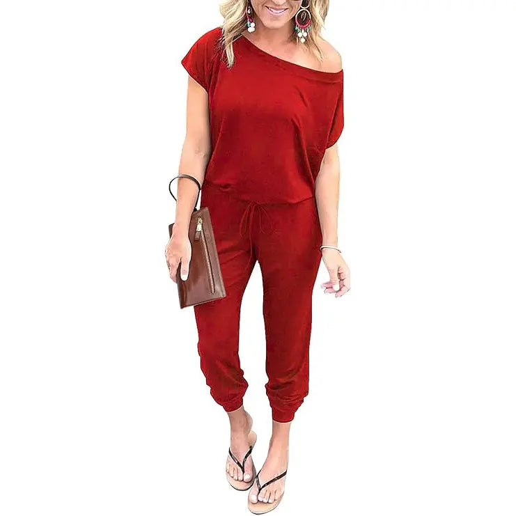 Women’s Off-Shoulder Stretch Jumpsuit